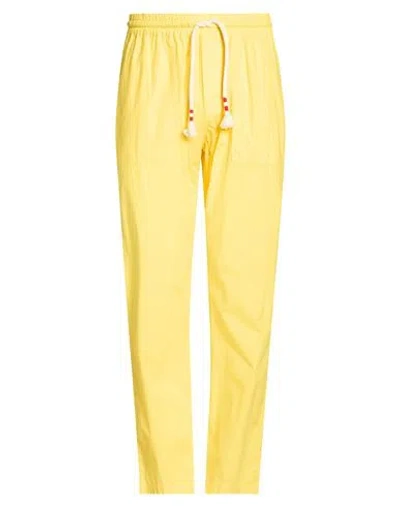 Mc2 Saint Barth Man Pants Yellow Size L Cotton, Elastane