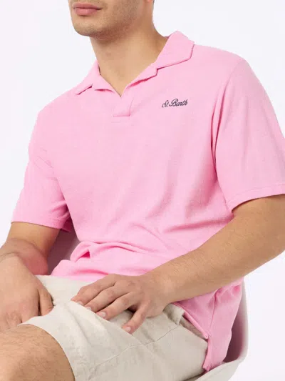 Mc2 Saint Barth Man Pink Terry Polo Shirt Jeremy