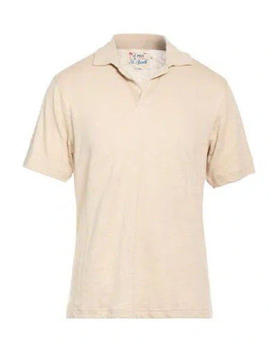 Mc2 Saint Barth Man Polo Shirt Beige Size S Linen In Neutral