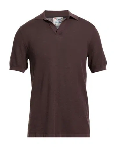 Mc2 Saint Barth Man Polo Shirt Dark Brown Size Xl Cotton