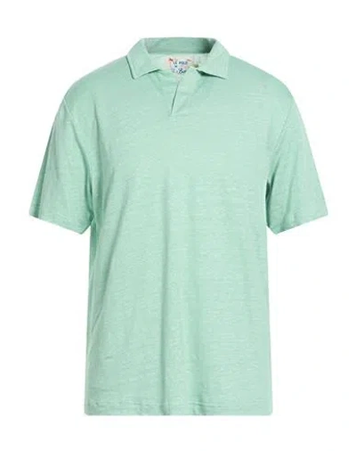 Mc2 Saint Barth Man Polo Shirt Light Green Size L Linen