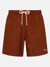 Mc2 Saint Barth Man Seersucker Swim Shorts Patmos In Brown