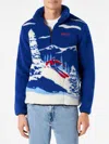 Mc2 Saint Barth Man Sherpa Fleece Jacket With Mountain Pattern