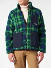 Mc2 Saint Barth Tartan Pattern Sherpa Jacket With Zippered Pockets In Blue