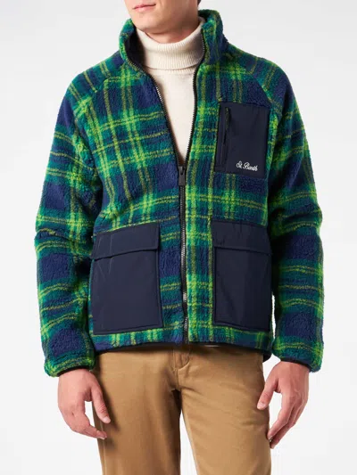 MC2 SAINT BARTH MAN SHERPA JACKET WITH TARTAN PRINT