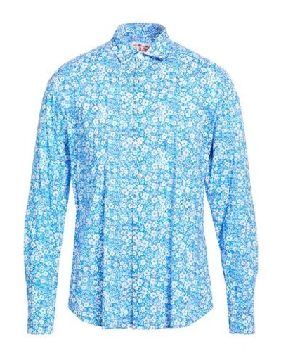 Mc2 Saint Barth Man Shirt Azure Size L Cotton In Blue
