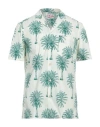 Mc2 Saint Barth Man Cotton Shirt Kalea With Palm Print In White