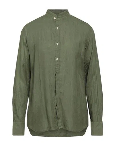 Mc2 Saint Barth Man Shirt Military Green Size S Linen