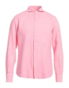 Mc2 Saint Barth Man Shirt Pink Size S Linen In Pink