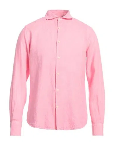 Mc2 Saint Barth Man Shirt Pink Size S Linen