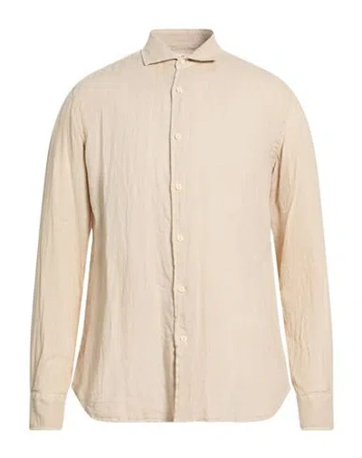 Mc2 Saint Barth Man Shirt Sand Size M Linen In Brown