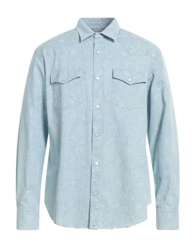 Mc2 Saint Barth Man Shirt Sky Blue Size M Cotton