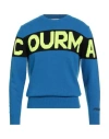 Mc2 Saint Barth Man Sweater Azure Size S Wool, Viscose, Cashmere, Polyamide In Blue