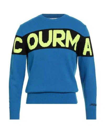 Mc2 Saint Barth Man Sweater Azure Size S Wool, Viscose, Cashmere, Polyamide In Blue