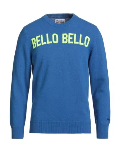 Mc2 Saint Barth Man Sweater Blue Size L Wool, Viscose, Polyamide, Cashmere, Acrylic
