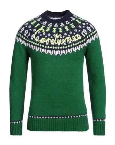 Mc2 Saint Barth Alpaca Sweater Heron Nordic Soft With Fair Isle Jacquard And Courma Embroidery In Green