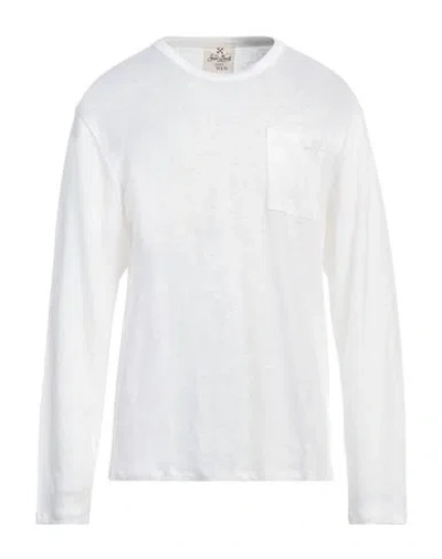Mc2 Saint Barth Man Sweater Ivory Size Xl Linen In White