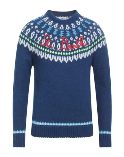 Mc2 Saint Barth Man Sweater Midnight Blue Size L Acrylic, Polyamide, Alpaca Wool