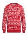 Mc2 Saint Barth Man Sweater With I Believe In Santa Lettering In Red
