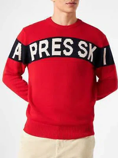 Pre-owned Mc2 Saint Barth Man Sweater With Apres Ski Lettering In Red