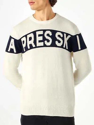 Pre-owned Mc2 Saint Barth Man Sweater With Après Ski Writing In White