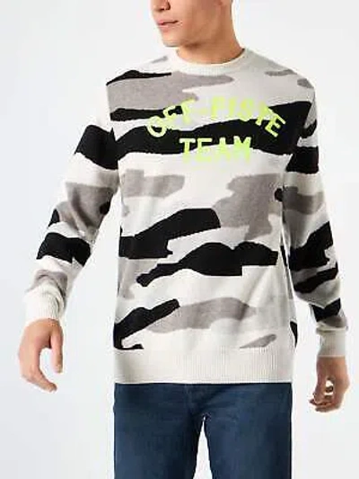 Pre-owned Mc2 Saint Barth Man Sweater With Camouflage Off-piste Team Print In White