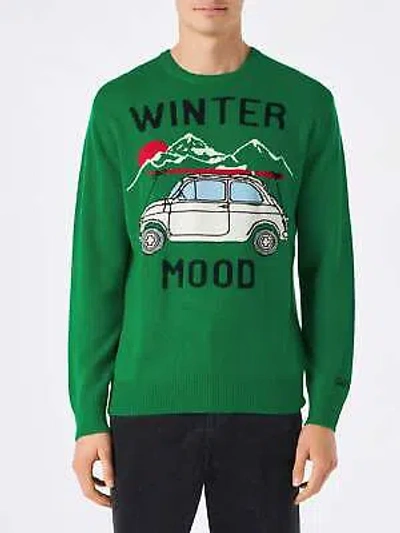 Pre-owned Mc2 Saint Barth Man Sweater With Car Print In Green
