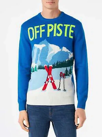 Pre-owned Mc2 Saint Barth Man Sweater With Mountains Postcard In Multicolor