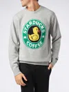 Mc2 Saint Barth Man Sweater With Starducks Coffee Print In Grey