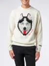 Mc2 Saint Barth Man Sweater With Wolf Print And I Hate Summer Embroidery