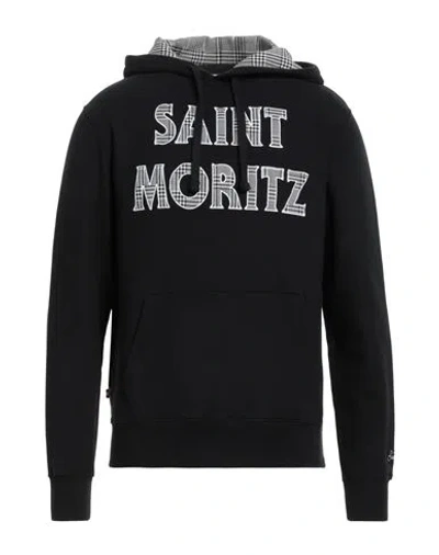 Mc2 Saint Barth Man Sweatshirt Black Size M Cotton, Polyester, Viscose, Elastane