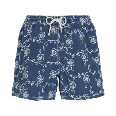 Mc2 Saint Barth Boy Swim Shorts With Embroidered Flowers
