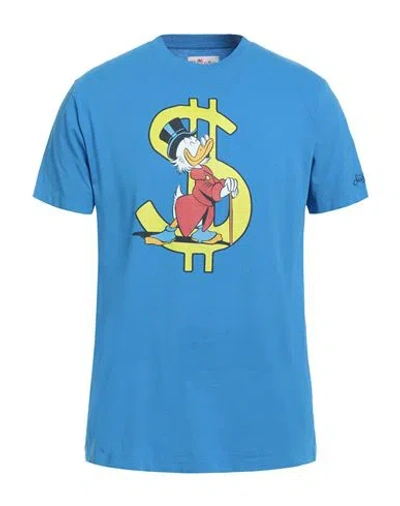 Mc2 Saint Barth Man T-shirt Azure Size S Cotton In Blue