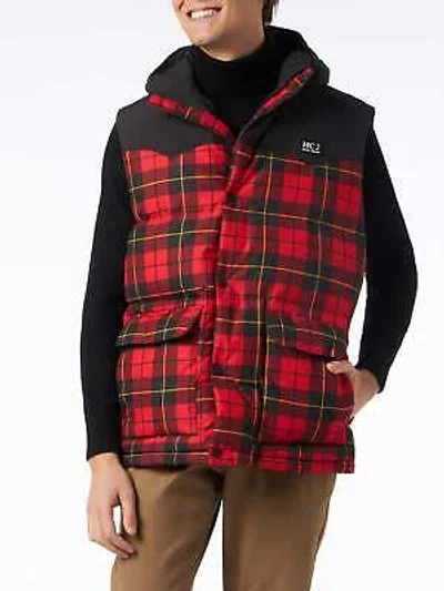 Pre-owned Mc2 Saint Barth Man Tartan Down Vest In Red