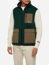 Mc2 Saint Barth Man Teddy Vest Wanaka With Pied De Poul Print In Green