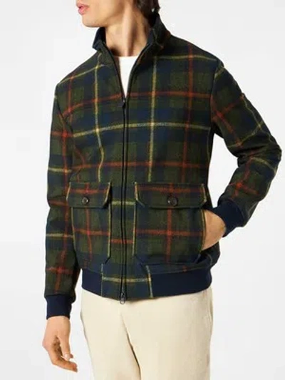 Pre-owned Mc2 Saint Barth Man Thermo Jacket With Tartan Print In Blue