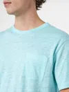 Mc2 Saint Barth Man Water Green Linen Jersey T-shirt Ecstasea With Pocket In Green