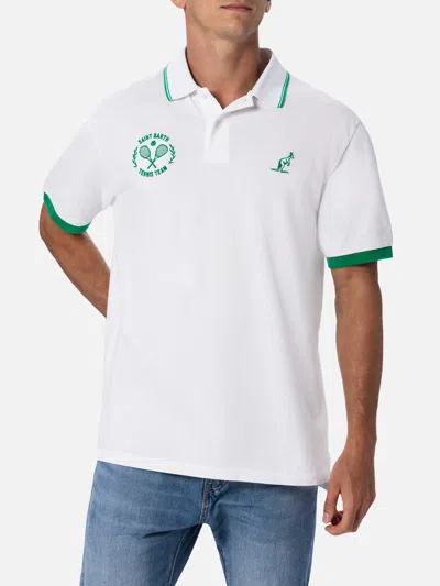 Mc2 Saint Barth Man White Cotton Piquet Polo Shirt Beverly Hills Australian Brand Special Edition