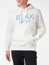 Mc2 Saint Barth Man White Hoodie With Relax Dont Do It Embroidery In White