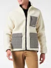 Mc2 Saint Barth Man White Sherpa Jacket With Check Patch Pockets In White