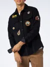 Mc2 Saint Barth Man Wooly Blue Overshirt With Pockets And Patches In Blue
