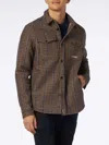 Mc2 Saint Barth Man Wooly Prince Of Wales Overshirt With Pockets And Patches In Brown