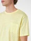 Mc2 Saint Barth Man Yellow Linen Jersey T-shirt Ecstasea With Pocket In Yellow