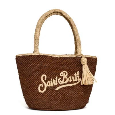 Mc2 Saint Barth Marcy Woven Bi-color Tote Bag In Brown