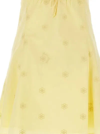 Mc2 Saint Barth Marge Floral-embroidered Mini Dress In Yellow