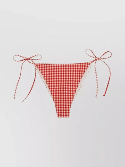 Mc2 Saint Barth Marianne Gingham Triangle Bikini Bottom In Brown