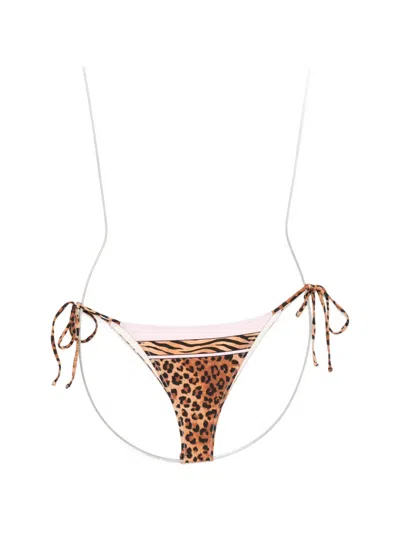 Mc2 Saint Barth Marielle Animal-print Side-tie Bikini Bottoms In Multi