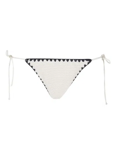 Mc2 Saint Barth Marielle Crochet-knit Bikini Bottom In White