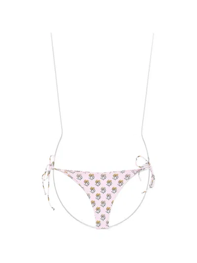 Mc2 Saint Barth Marielle Floral-print Side-tie Bikini Bottoms In Pink
