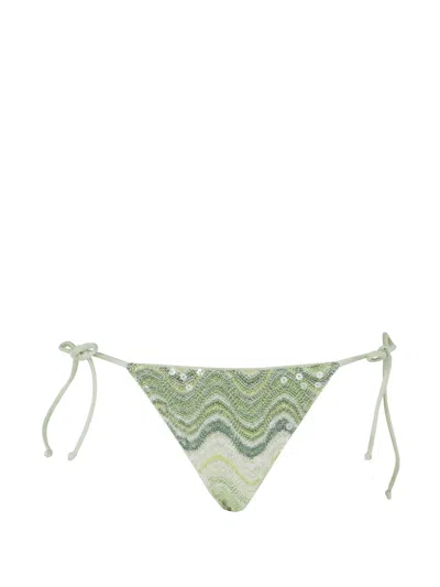 Mc2 Saint Barth Marielle Sequin-embellished Bikini Bottoms In Green